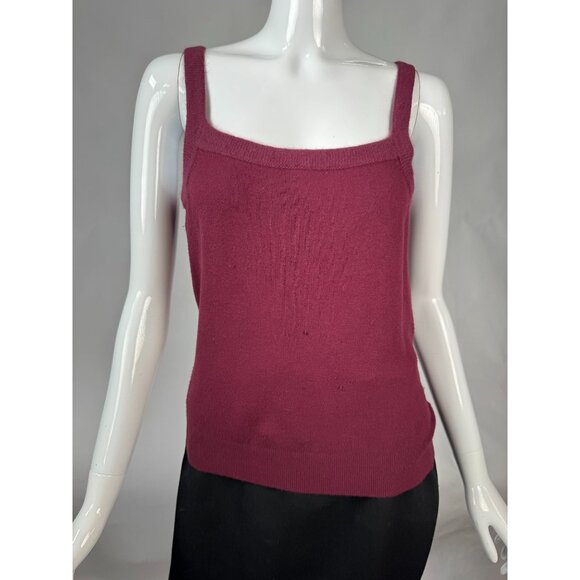 Vintage Fredini Burgundy Knit Tank Top With Angora/Wool Blend Square Neckline Sl - Picture 1 of 16